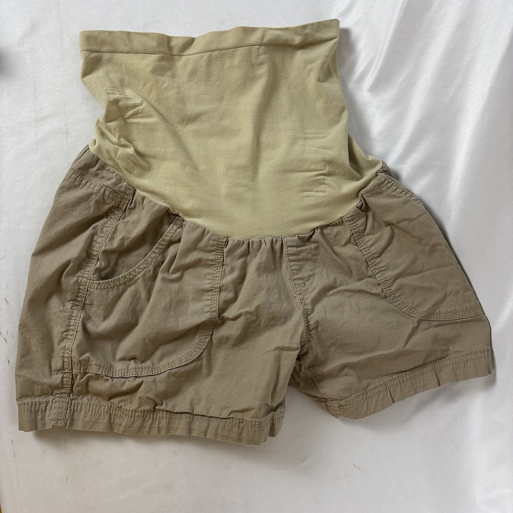 Motherhood Maternity Women's Size Small Khaki Tan Shorts Belly Band Stretch